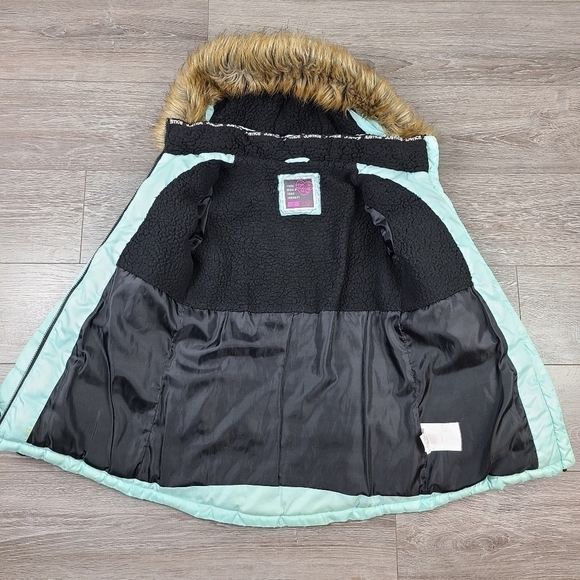 JUSTICE Girls' Teal Hooded Puffer Winter Coat Size 12 - Picture 8 of 16